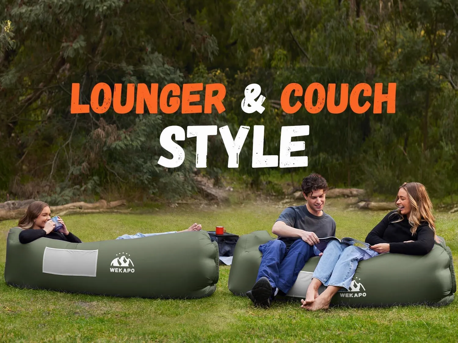 WEKAPO Inflatable Lounger Air Sofa Hammock-Portable,Water Proof& Anti-Air Leaking Design-Ideal Couch for Backyard Beach Traveling Camping Picnics & Music Festivals