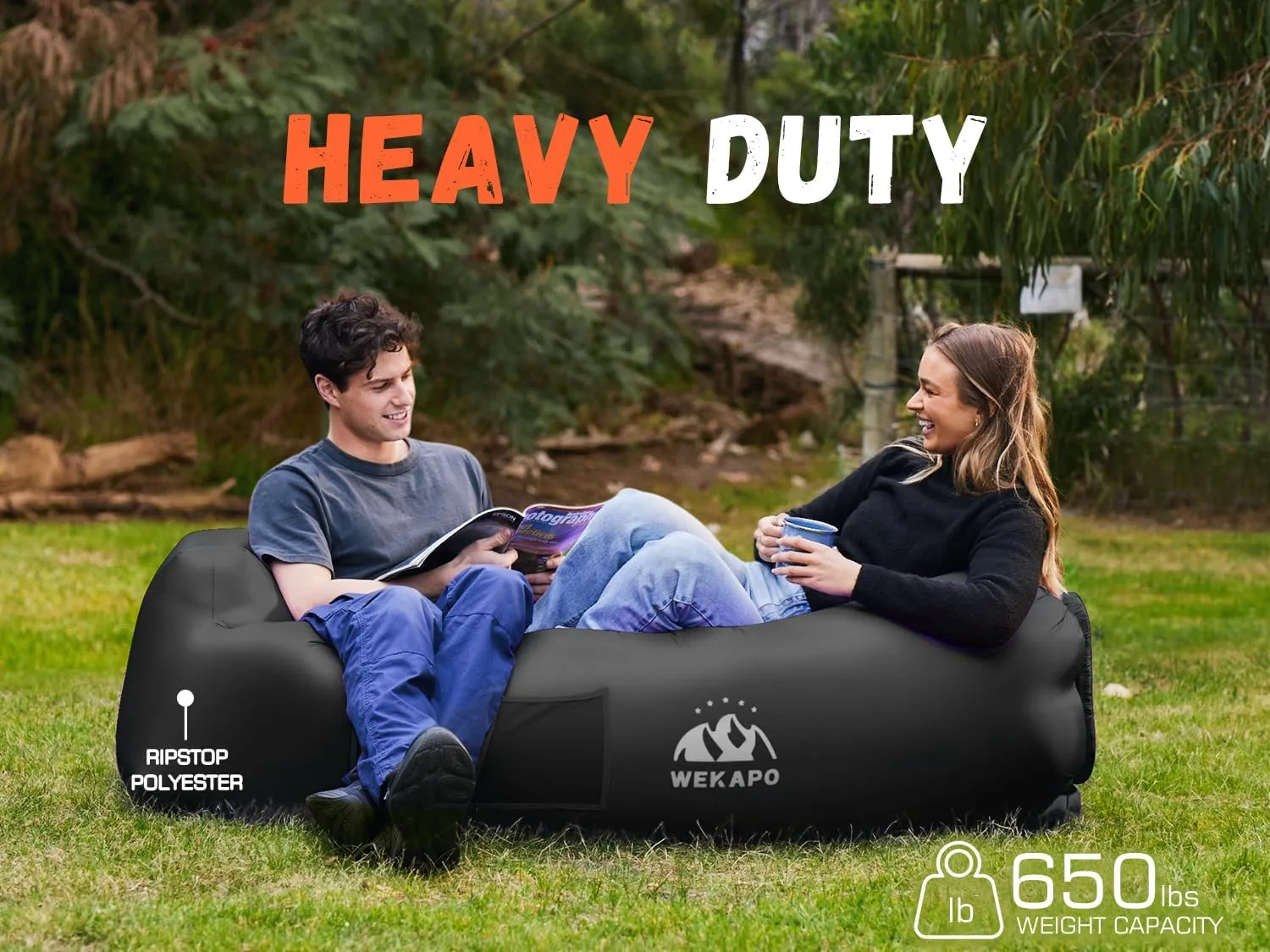 WEKAPO Inflatable Lounger Air Sofa Hammock-Portable,Water Proof& Anti-Air Leaking Design-Ideal Couch for Backyard Beach Traveling Camping Picnics & Music Festivals