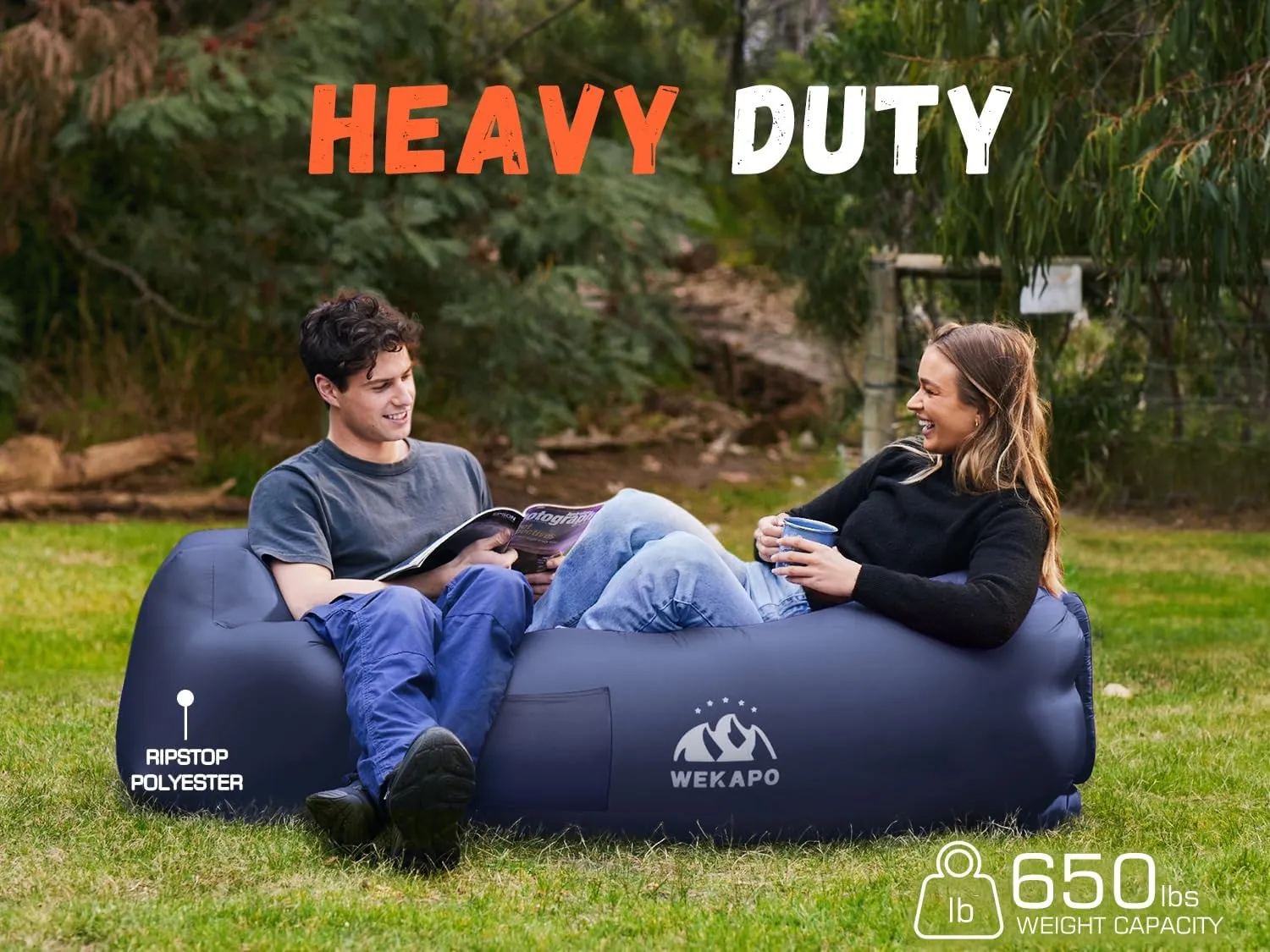 WEKAPO Inflatable Lounger Air Sofa Hammock-Portable,Water Proof& Anti-Air Leaking Design-Ideal Couch for Backyard Beach Traveling Camping Picnics & Music Festivals