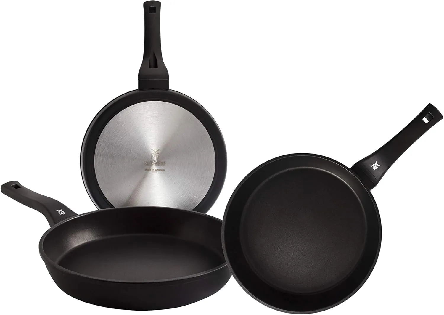 WMF Permadur Premium Set of 3 Stainless Steel Frying Pans 20, 24 and 28 cm with Non-Stick for All Cookers Including Induction
