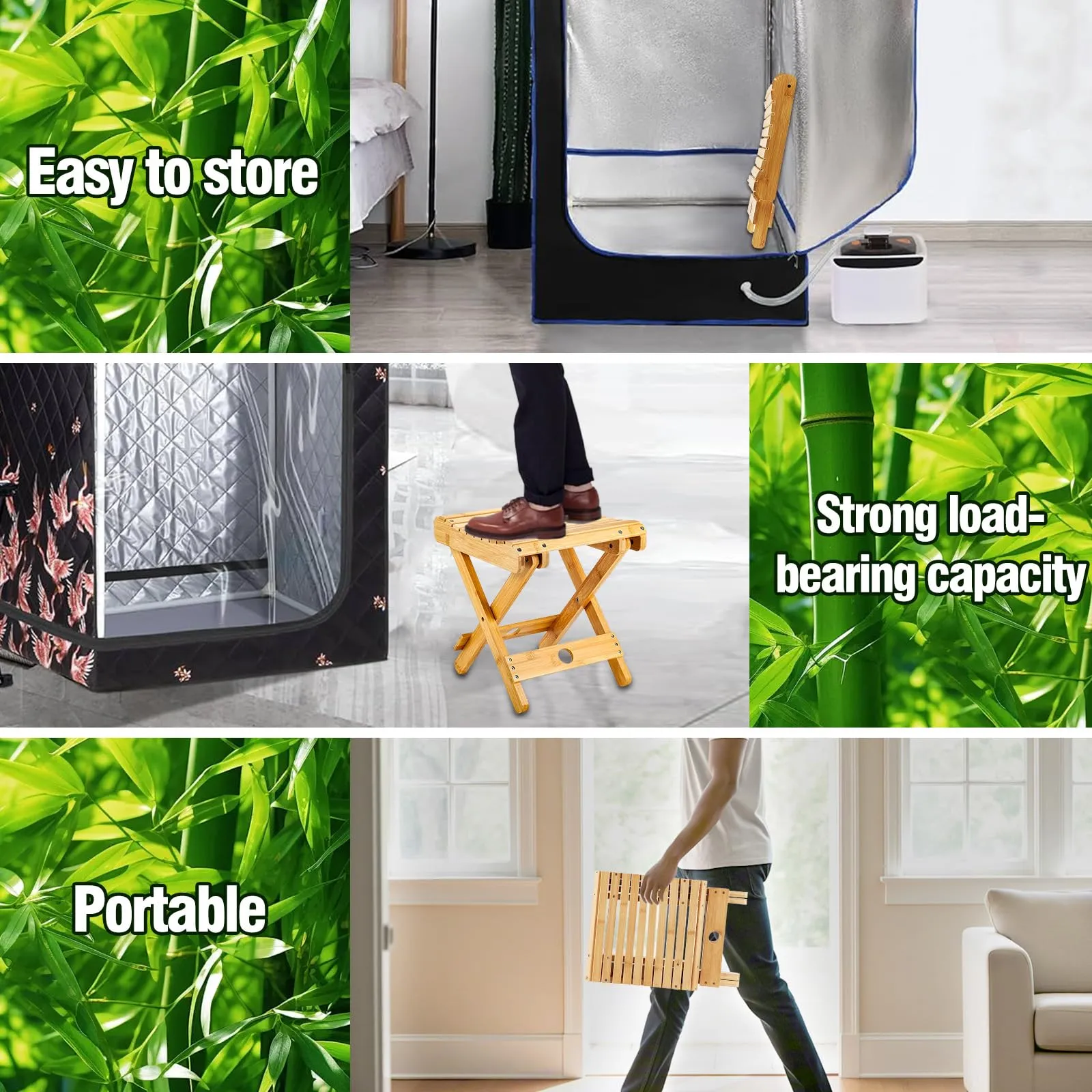WSBXBB Bamboo Sauna Chair, Portable Steam Sauna Chair Indoor, Steam Sauna Seat, Great for Portable Sauna Box for Home, Steam Sauna Accessories. Outdoor Camping Fishing Beach Chair