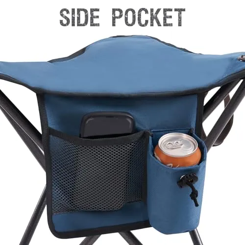 XL Quick Folding Tripod Stool with Backres, Fishing Camping Chair with Carry Strap