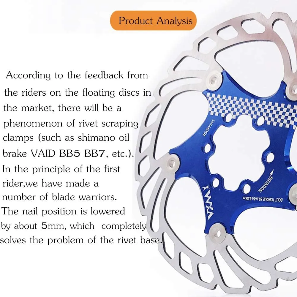 YBEKI Premium Floating Bike Disc Brake Rotor (140/160/180/203mm) - CNC Machined Stainless Steel & Aircraft Aluminum - Enhanced Heat Dissipation for MTB/Road/BMX Bikes - 12-Bolt Kit with
