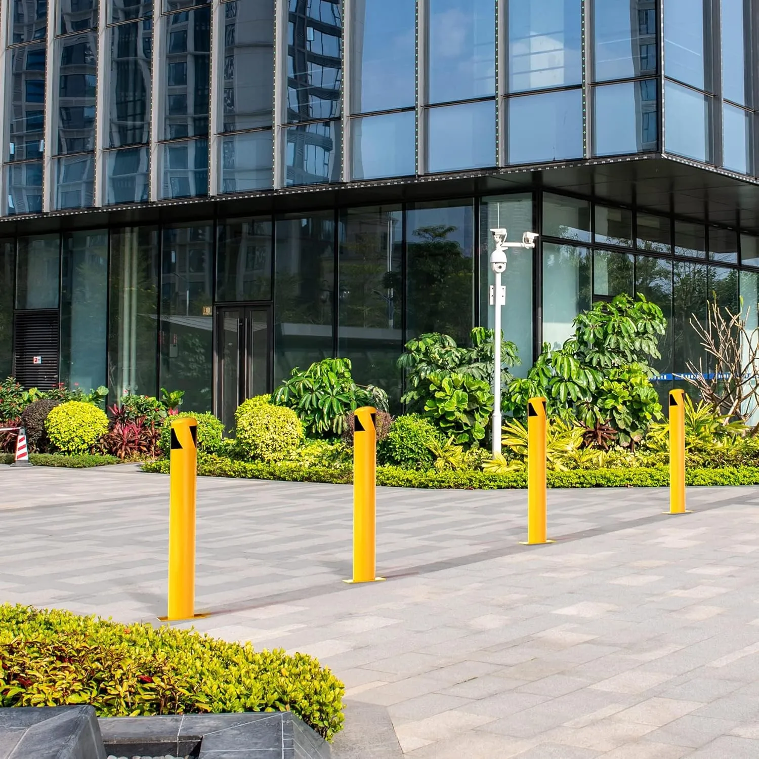 YITAMOTOR Safety Bollard Post, 42" x 4.5" Steel Bollards, Parking Bollard for Warehouse, Yellow, 2PACK