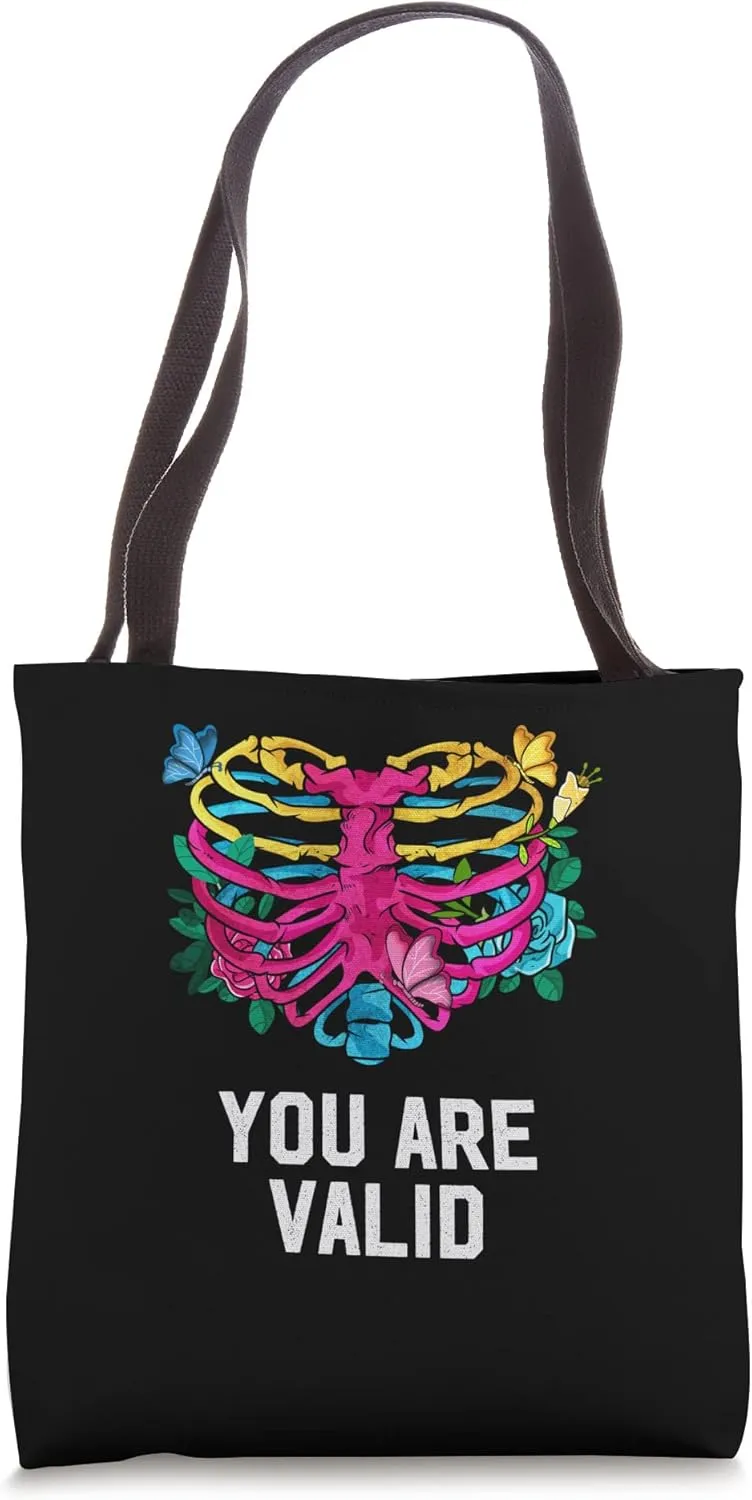 You Are Valid Pansexual Motivational Quote Pan Inspirational Tote Bag