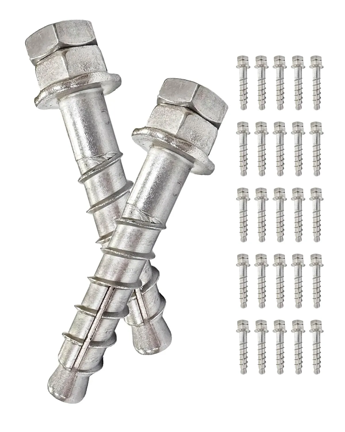 YUCHI 1/2" x 3-1/2" Heavy Duty Anchor, Torque-Activated Expansion Bolt, Wedge Anchor, 304 Stainless Steel Hex Fastener, Strong Hold Screw for Concrete, Industrial & Commercial Use (25 Pack)