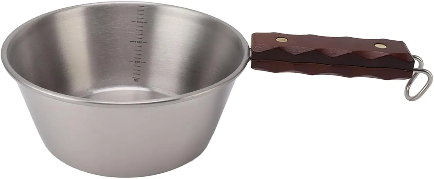 Yunseity Outdoor Frying Pan, Camping Frying Pan 2000ML Stainless Portable for Hiking