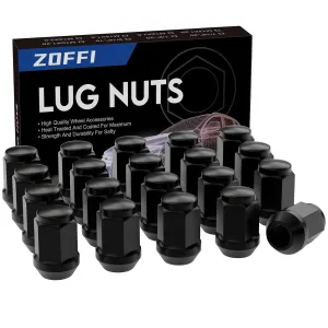 ZOFFI M12x1.5 Lug Nuts - Replacement for Ford Fusion, Focus, Escape Aftermarket Wheel - 20pcs Black Closed End Conical Seat 19mm Hex Lug Nuts