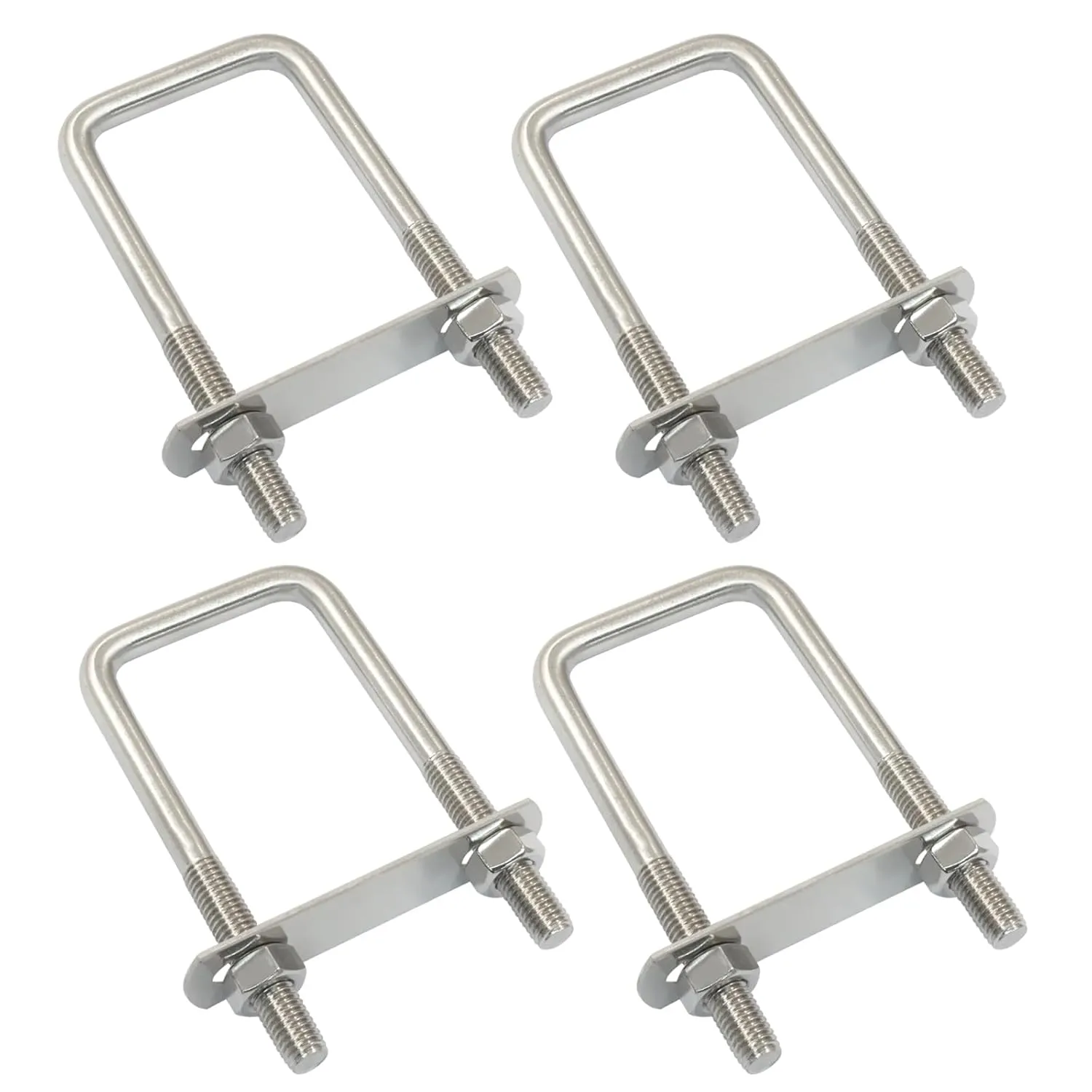 Zorfeter 4PCS Durable U-Bolts, Stainless Steel U-Bolts Frame Plates Nuts, 2" Inner Width 4.72" Length for Automobiles Trailer/Ski Boat/Sailboat Trailer(M10 x 50 MMX 120mm)