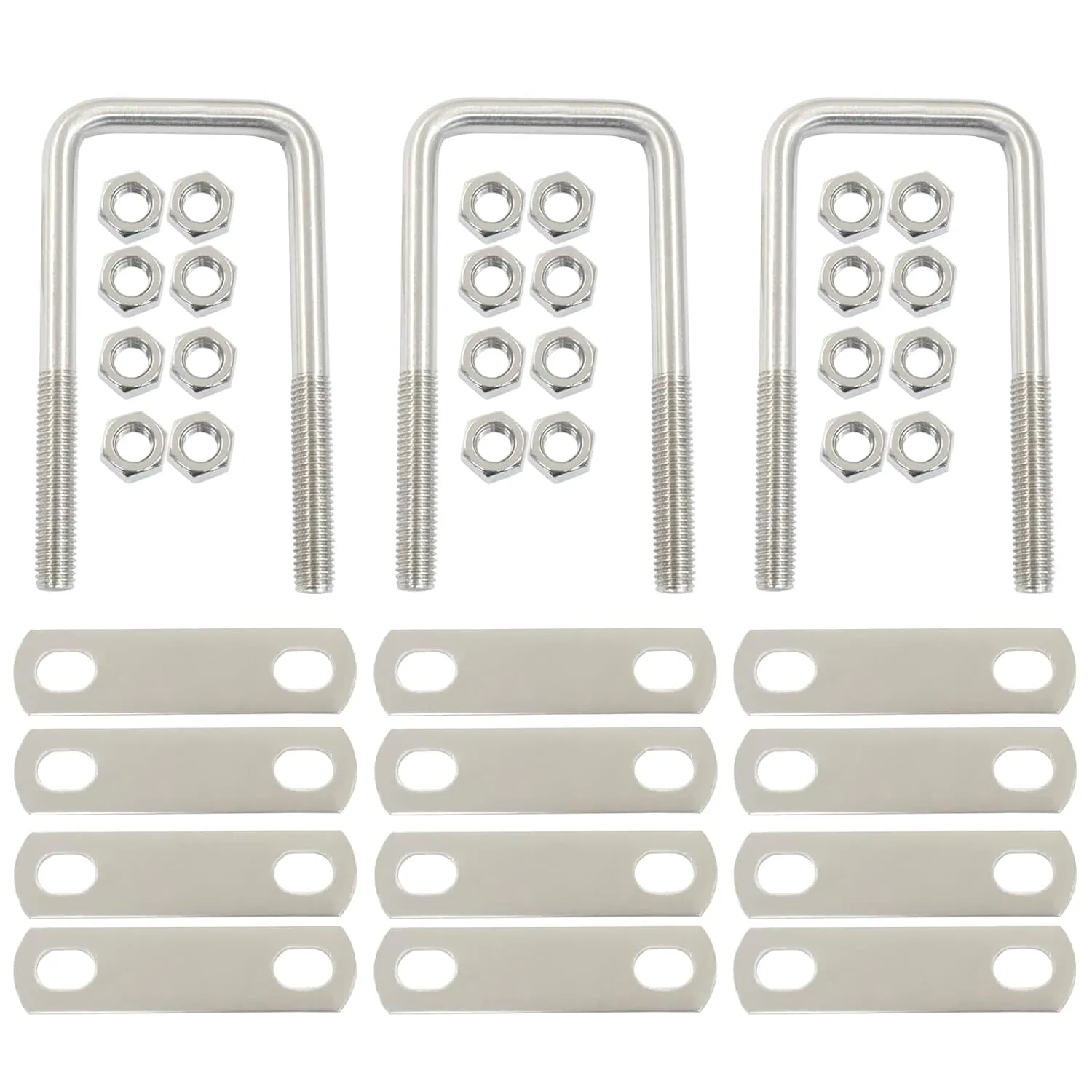 Zorfeter 4PCS Durable U-Bolts, Stainless Steel U-Bolts Frame Plates Nuts, 2" Inner Width 4.72" Length for Automobiles Trailer/Ski Boat/Sailboat Trailer(M10 x 50 MMX 120mm)